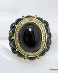 Ring mit Brillant und Onyx Besatz in 750/18K Gelbgold Gr. 50