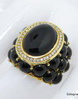 Ring mit Brillant und Onyx Besatz in 750/18K Gelbgold Gr. 50