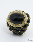 Ring mit Brillant und Onyx Besatz in 750/18K Gelbgold Gr. 50