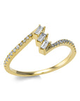 Ring 18 kt GG, 3 Trapeze 0,09 ct, TW-si, 22 Brillanten 0,12 ct, TW-si, Weite:53