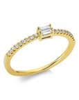 Ring 18 kt GG, Fassung rhodiniert, 2 Baguette 0,05 ct, TW-si, 18 Brillanten 0,12 ct, TW-si, Weite:54