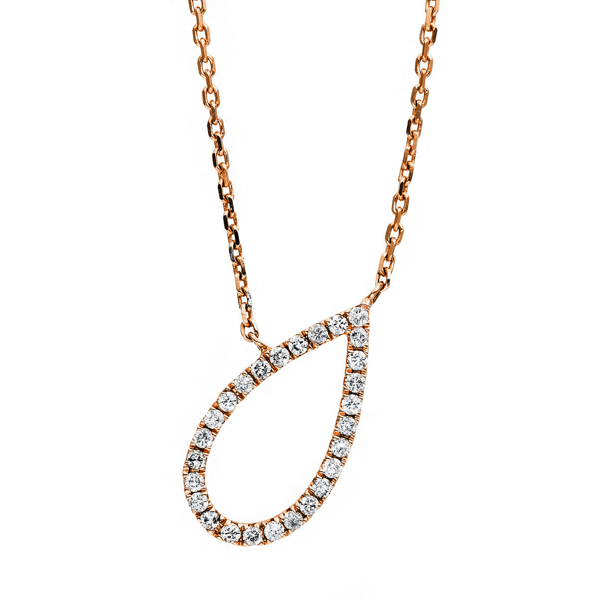 Collier 18 kt RG Tropfen, Zwischenöse bei 37.5 cm