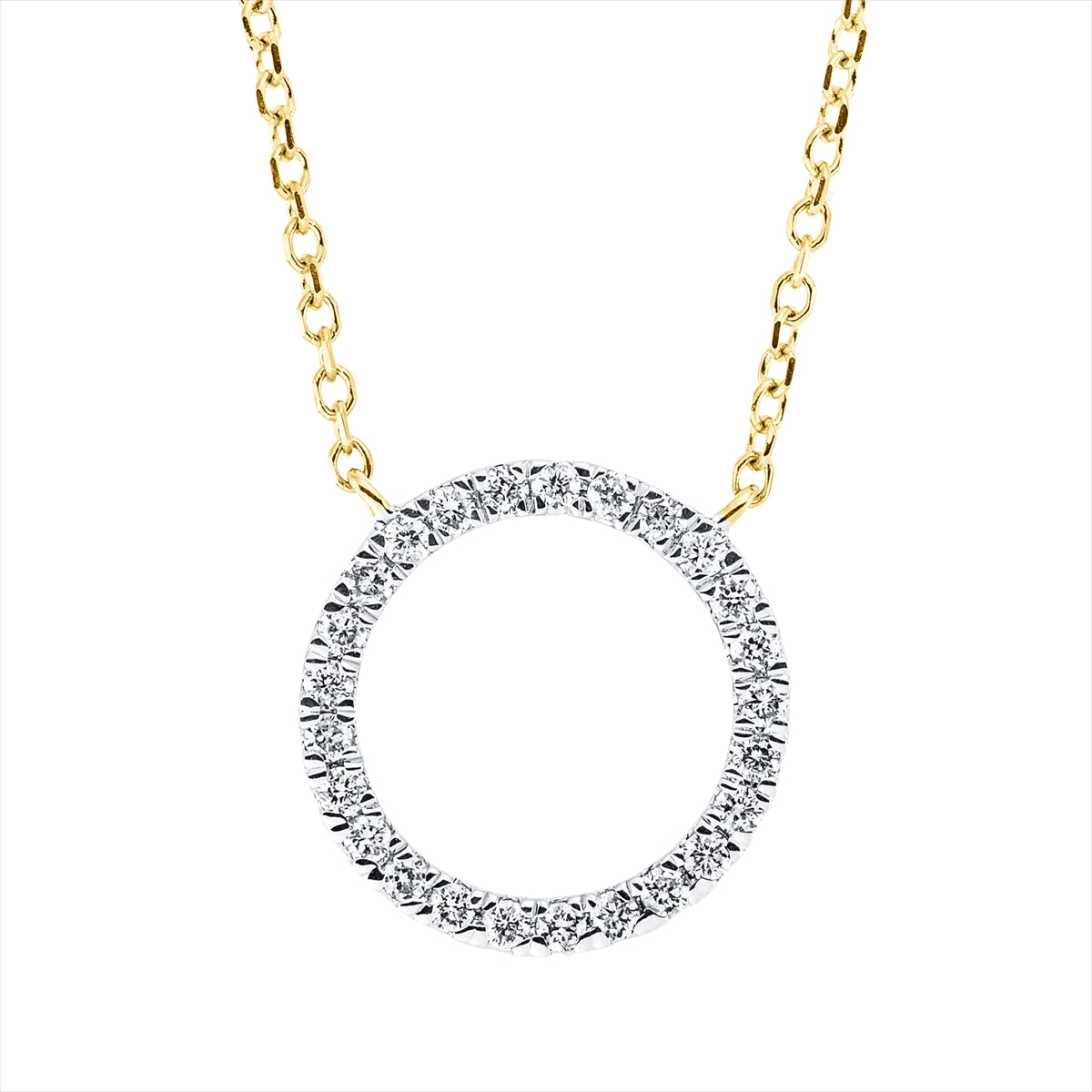 Collier 18 kt GG Kreis, mit ZÖ 42 cm, Fassung rhodiniert