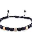 Armband 18 kt RG, black cord strap