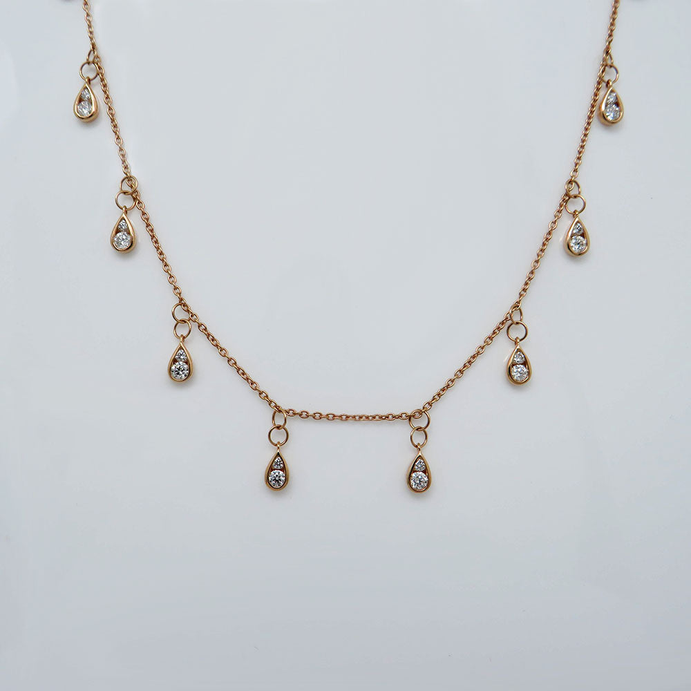 Collier / Kette mit 0,88ct TW-si Brillant in 750/18K Rosegold 46cm