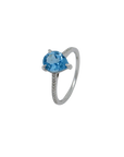 Ring mit 0,09ct TW-si Diamant und 1,87ct Blautopas in 750/18K Weißgold Gr. 54