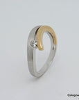 Ring mit 0,10ct W-si Brillant in 585/14K Weiß-/Rosegold Gr. 55