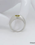 Ring mit ca. 0,05ct TW-vs Brillant + ca. 1,00ct Saphir 750/18K Weißgold Gr. 55