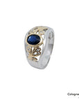 Ring mit ca. 0,10ct W-si Brillant + ca. 1,00ct Saphir 585/14K Weiß-/Gelbgold