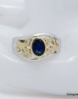 Ring mit ca. 0,10ct W-si Brillant + ca. 1,00ct Saphir 585/14K Weiß-/Gelbgold