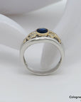 Ring mit ca. 0,10ct W-si Brillant + ca. 1,00ct Saphir 585/14K Weiß-/Gelbgold