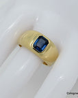 Ring Solitär Bandring mit ca. 1,50ct Saphir in 750/18K Gelbgold Gr. 58