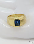 Ring Solitär Bandring mit ca. 1,50ct Saphir in 750/18K Gelbgold Gr. 58