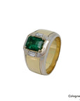 Ring mit ca. 0,30ct TW-vs Diamant und ca. 1,60ct Smaragd 750/18K Weiß-/Gelbgold Gr. 59