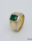 Ring mit ca. 0,30ct TW-vs Diamant und ca. 1,60ct Smaragd 750/18K Weiß-/Gelbgold Gr. 59