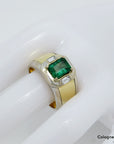 Ring mit ca. 0,30ct TW-vs Diamant und ca. 1,60ct Smaragd 750/18K Weiß-/Gelbgold Gr. 59