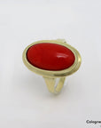 Ring mit Korallen Besatz in 333/8K Gelbgold Gr. 58