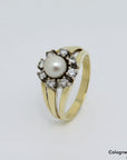 Ring mit Ø 6,0 mm Zuchtperle + ca. 0,24ct W-si Brillant in 585/14K Weiß-/Gelbgold Gr. 59