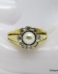 Ring mit Ø 6,0 mm Zuchtperle + ca. 0,24ct W-si Brillant in 585/14K Weiß-/Gelbgold Gr. 59