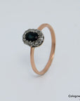 Vintage Ring mit ca. 0,28ct Diamant und Saphir in 585/14K Rosegold Gr. 58