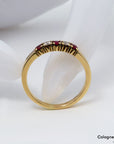 Ring mit ca. 0,10ct TW-vs Brillant und ca. 0,15 Rubin in 750/18K Gelbgold Gr. 60