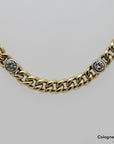 Collier Kette Panzerkette mit ca. 0,60ct W-si Brillant in 585/14K Gelbgold 43 cm