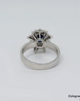 Ring mit ca. 0,16ct W-si Brillant + ca. 0,40ct Saphir in 750/18K Weißgold Gr. 51