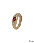 Ring Bandring mit ca. 0,14ct W-si Brillant + ca. 0,25ct Rubin 750/18K Rosegold