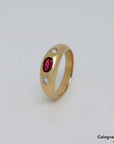 Ring Bandring mit ca. 0,14ct W-si Brillant + ca. 0,25ct Rubin 750/18K Rosegold