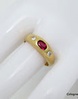 Ring Bandring mit ca. 0,14ct W-si Brillant + ca. 0,25ct Rubin 750/18K Rosegold