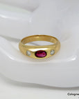 Ring Bandring mit ca. 0,14ct W-si Brillant + ca. 0,25ct Rubin 750/18K Rosegold