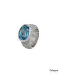 Ring mit 1,47ct TW-vvs Brillant + Blautopas Besatz in 750/18K Weißgold Gr. 56