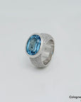 Ring mit 1,47ct TW-vvs Brillant + Blautopas Besatz in 750/18K Weißgold Gr. 56