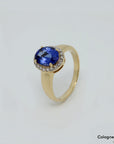 Ring mit ca. 2,00ct AAAA Tansanit und ca. 0,20ct W-si Brillant in 750/18K Gelbgold