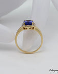 Ring mit ca. 2,00ct AAAA Tansanit und ca. 0,20ct W-si Brillant in 750/18K Gelbgold