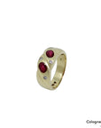 Ring mi 0,10ct W-si Brillant und ca. 0,50 Rubin in 585/14K Gelbgold Gr. 51