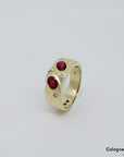 Ring mi 0,10ct W-si Brillant und ca. 0,50 Rubin in 585/14K Gelbgold Gr. 51