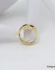 Ring mi 0,10ct W-si Brillant und ca. 0,50 Rubin in 585/14K Gelbgold Gr. 51