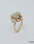 Ring mit ca. 0,30ct W-si Brillant und Opal Besatz in 585/14K Gelbgold Gr. 57