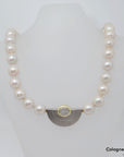 Collier Perlenkette ca. 0,50ct Brillant und Zuchtperlen an 750/18K Gold 45cm