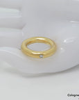 Ring Bandring mit 0,10ct W-si Brillant in 750/18K Gelbgold / Massiv Gr. 54