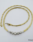 Collier im Verlauf mit ca. 0,26ct W-si Brillant in 750/18K Weiß-/Gelbgold