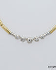 Collier im Verlauf mit ca. 0,26ct W-si Brillant in 750/18K Weiß-/Gelbgold