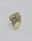 Art Deco Ring mit ca. 0,50ct Diamant in 585/14K Weiß-/Gelbgold Gr. 51