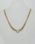 Collier Kette Panzerkette mit 0,638ct E-vsi 2 Brillant in 585/14K Gelbgold / DPL Expertise