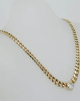 Collier Kette Panzerkette mit 0,638ct E-vsi 2 Brillant in 585/14K Gelbgold / DPL Expertise