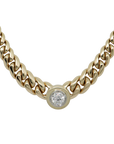 Collier Kette Panzerkette mit 0,638ct E-vsi 2 Brillant in 585/14K Gelbgold / DPL Expertise