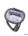 Ring mit Amethyst Besatz in 750/18K Weißgold schwarz rhodiniert Gr. 53