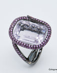 Ring mit Amethyst Besatz in 750/18K Weißgold schwarz rhodiniert Gr. 53