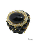 Ring mit Brillant und Onyx Besatz in 750/18K Gelbgold Gr. 50